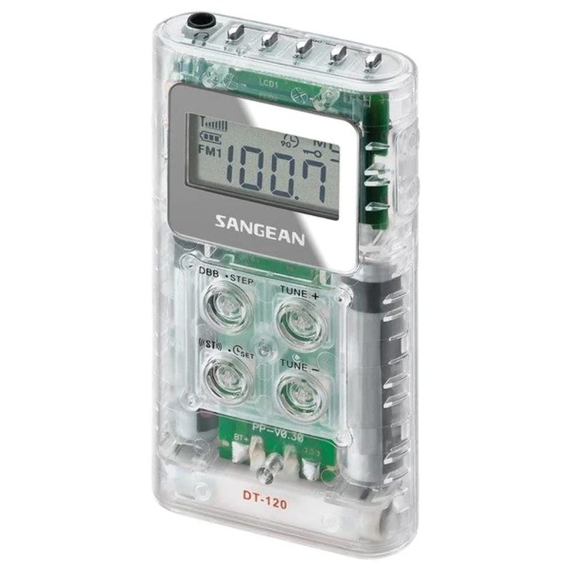 Sangean DT-120 Clear Pocket Am/FM Digital Radios (Clear), One Size